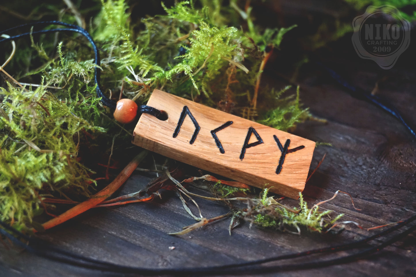 Animal and Pet Protection - Personalised Viking Rune Talisman - Handmade Oak Wood Norse Charm Necklace - Incense and Pendant in Handmade Box