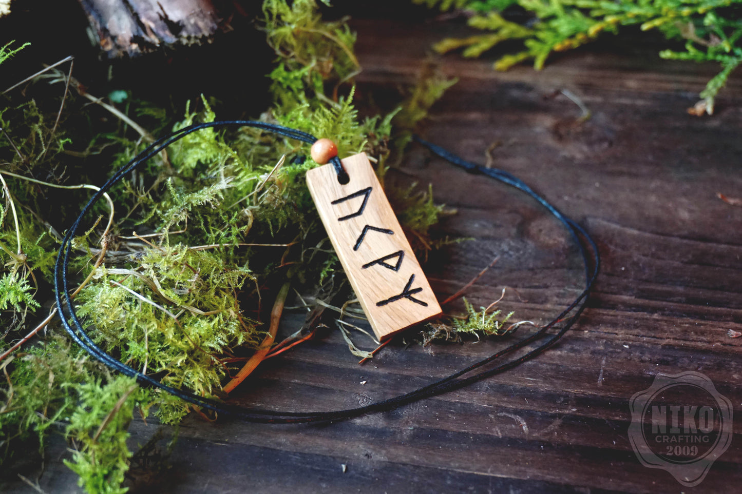 Animal and Pet Protection - Personalised Viking Rune Talisman - Handmade Oak Wood Norse Charm Necklace - Incense and Pendant in Handmade Box