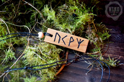 Animal and Pet Protection - Personalised Viking Rune Talisman - Handmade Oak Wood Norse Charm Necklace - Incense and Pendant in Handmade Box