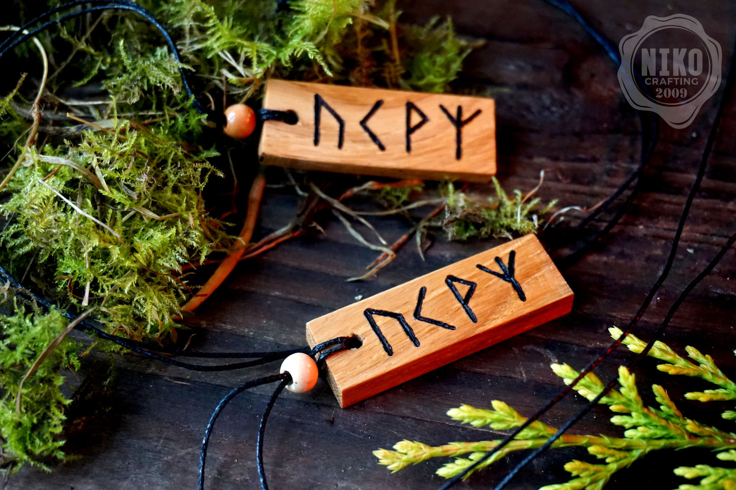 Animal and Pet Protection - Personalised Viking Rune Talisman - Handmade Oak Wood Norse Charm Necklace - Incense and Pendant in Handmade Box