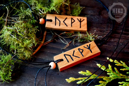 Animal and Pet Protection - Personalised Viking Rune Talisman - Handmade Oak Wood Norse Charm Necklace - Incense and Pendant in Handmade Box