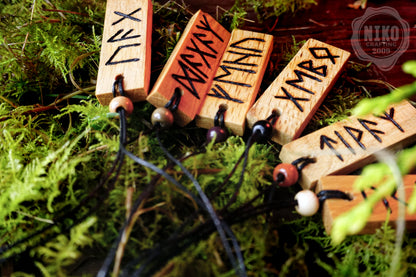 Child Protection - Personalised Viking Rune Talisman - Oak Wood Norse Charm Necklace - Incense and Pendant - Handmade Box
