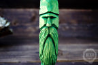 Hand-Carved Bearded Viking- Whittled Standing Figurine. Personalised Green Viking in Hat