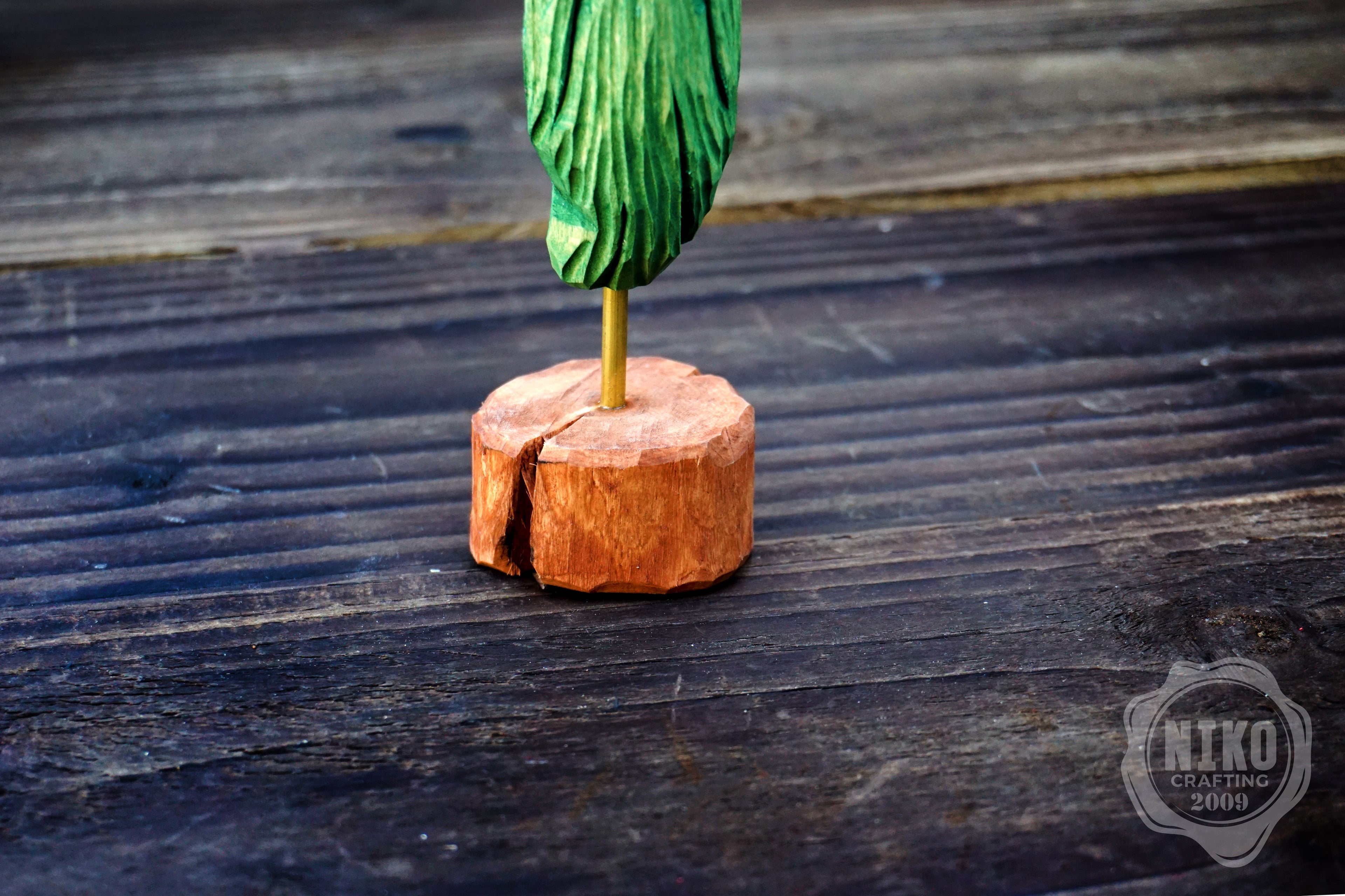 Hand-Carved Bearded Viking- Whittled Standing Figurine. Personalised Green Viking in Hat