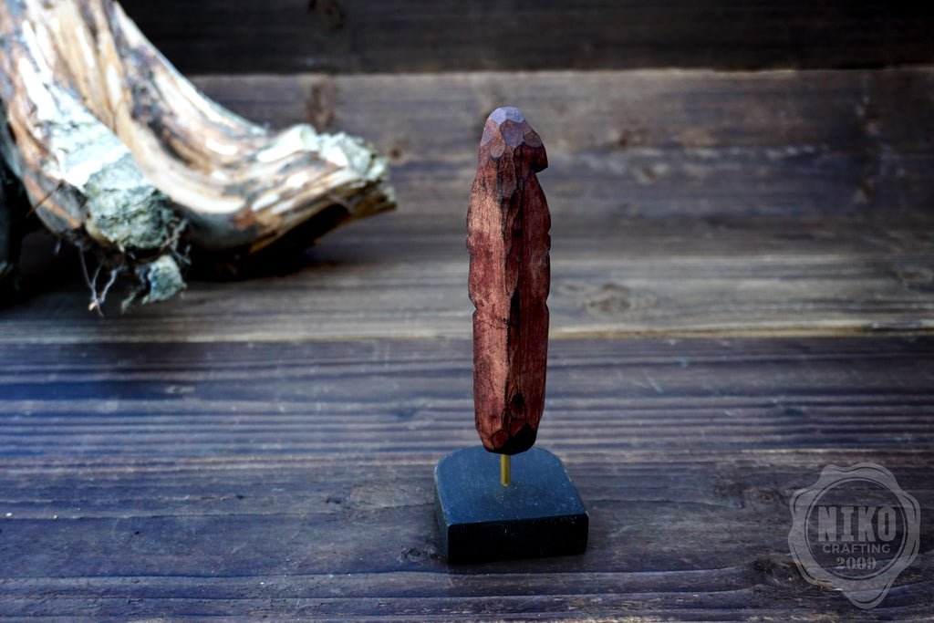 Hand-Carved Bearded Viking- Whittled Standing Figurine. Personalised Purple Viking in Hat