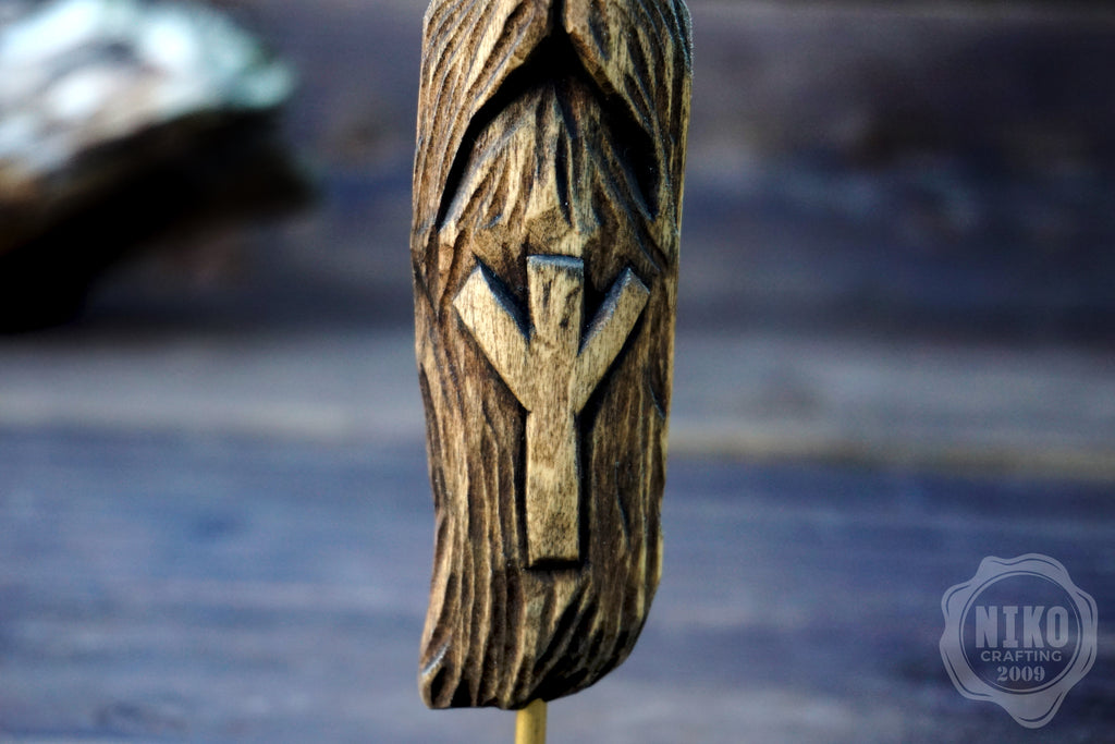 Hand-Carved Bearded Viking in Helmet - Whittled Standing Figurine. Personalised Gift