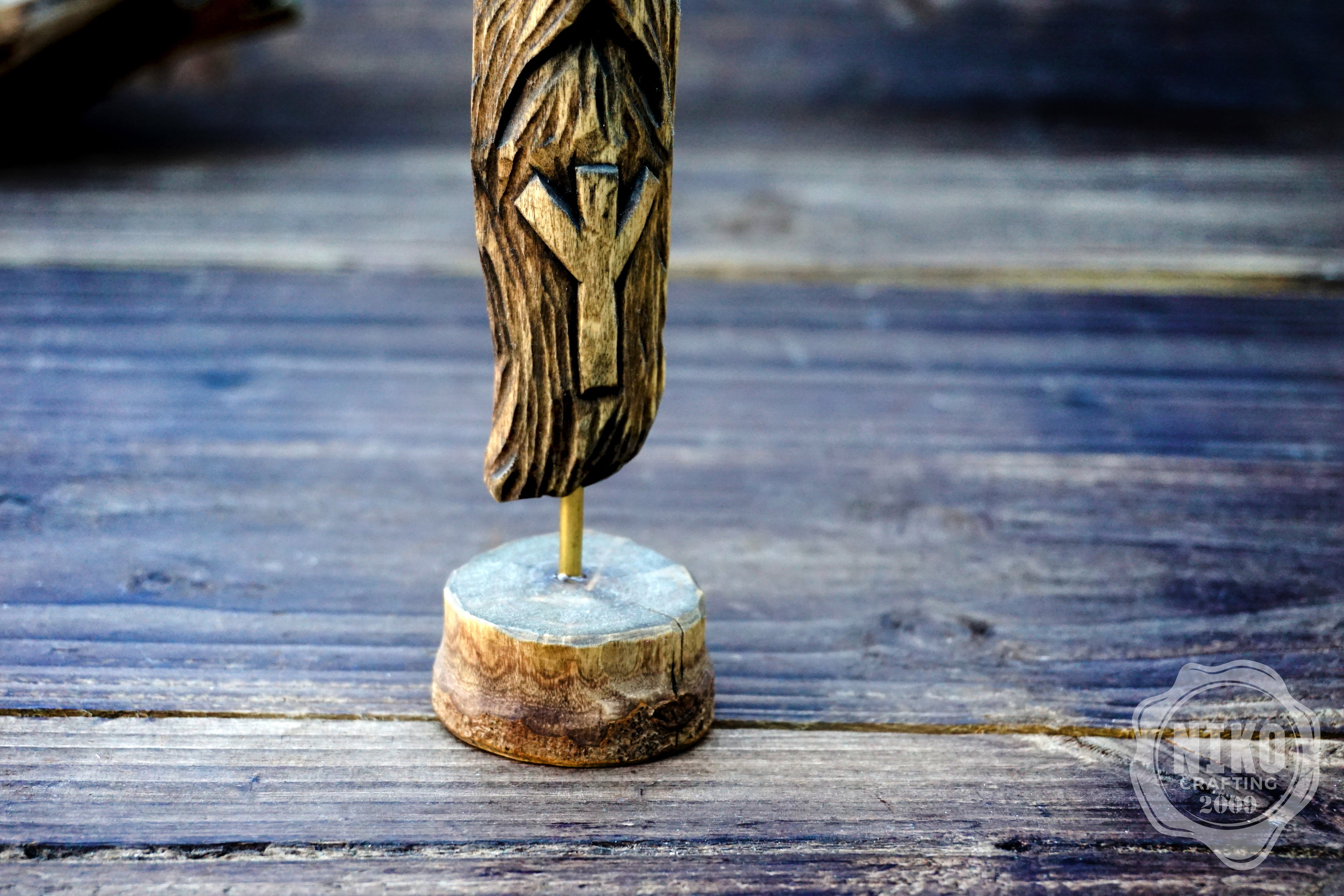 Hand-Carved Bearded Viking in Helmet - Whittled Standing Figurine. Personalised Gift