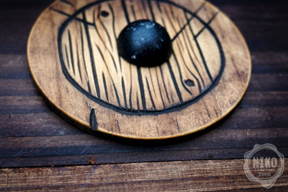 Wooden Fridge Magnet - Viking Round Shield: Hand-Carved,Personalised and Unique (b)