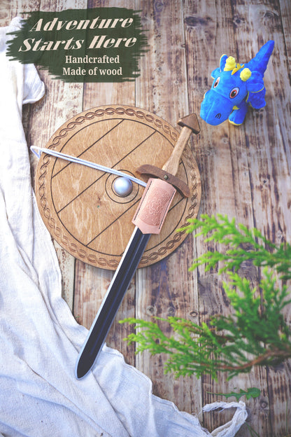 wooden viking sword and shield set