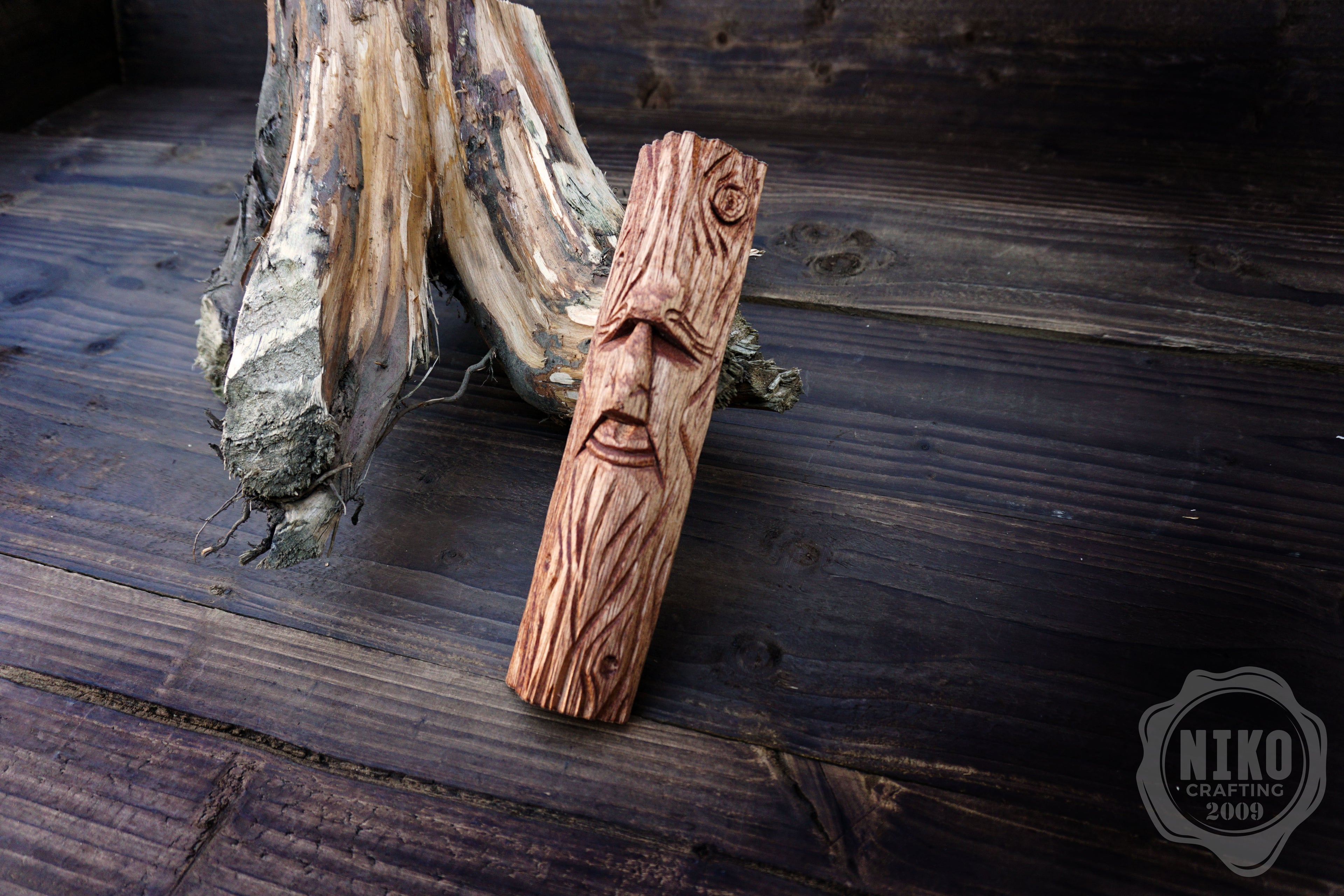 Hand-Carved Green Man Wood Spirit from Rare Majau Wood – Unique Wall Hanging Sculpture