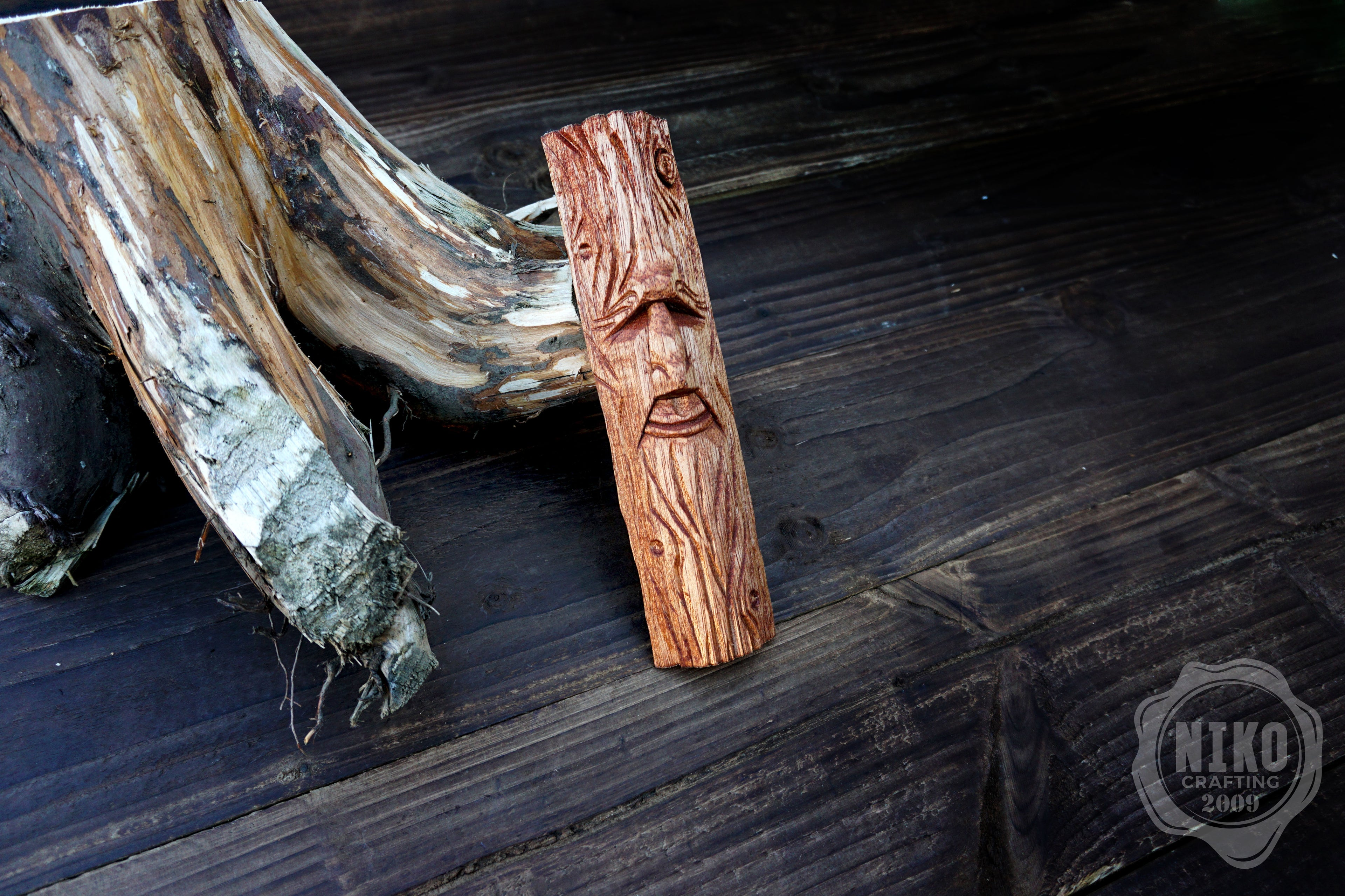 Hand-Carved Green Man Wood Spirit from Rare Majau Wood – Unique Wall Hanging Sculpture