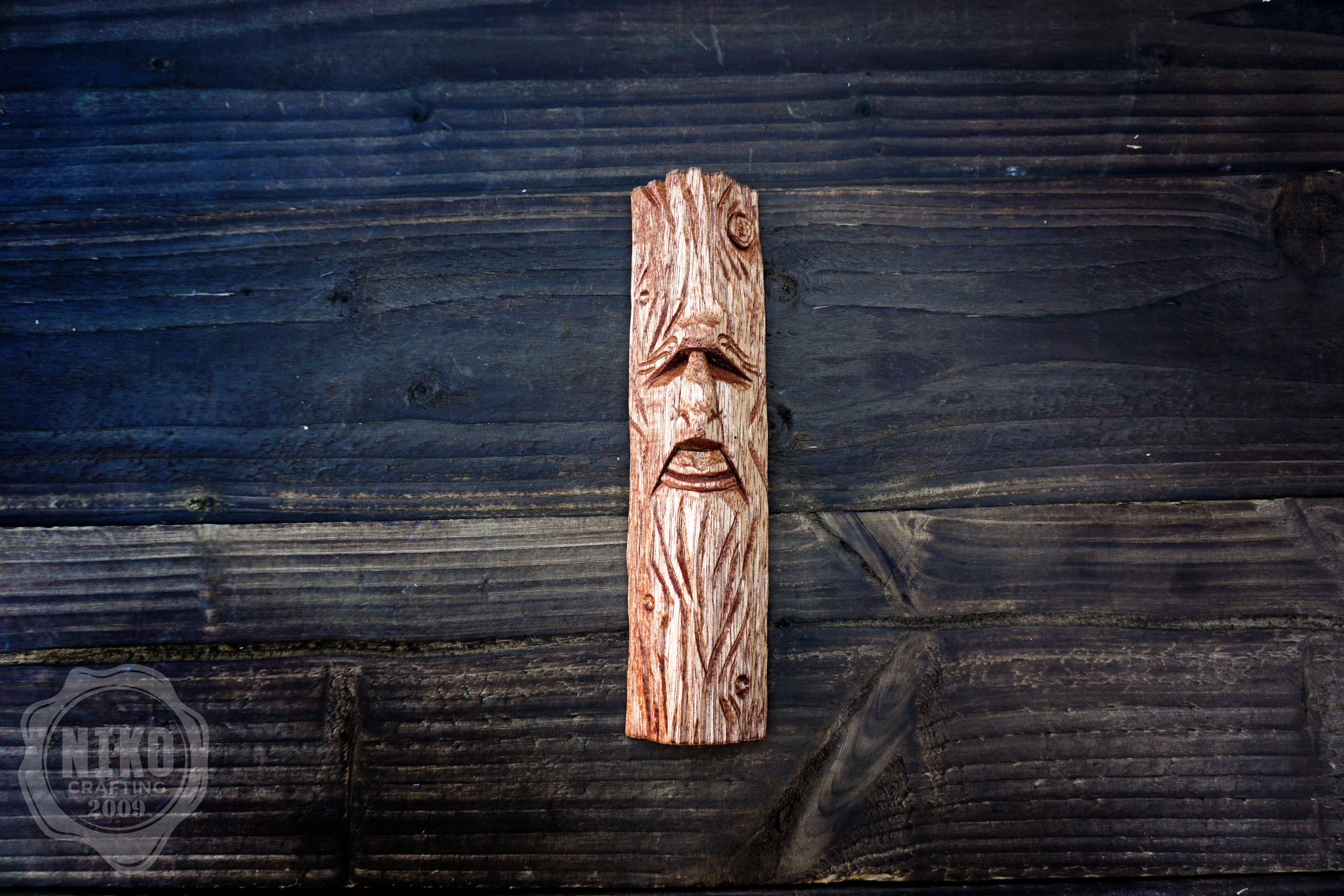 Hand-Carved Green Man Wood Spirit from Rare Majau Wood – Unique Wall Hanging Sculpture