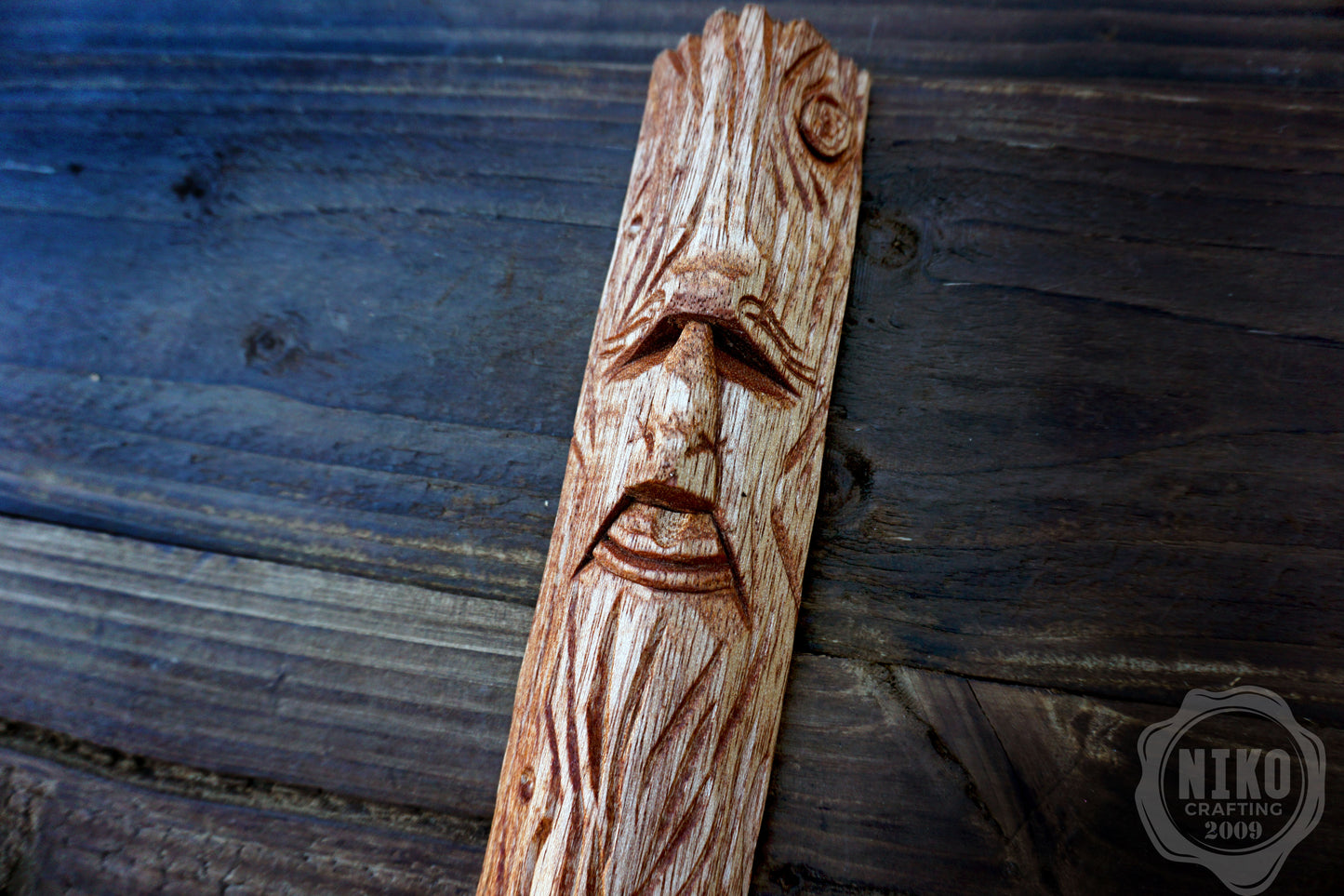 Hand-Carved Green Man Wood Spirit from Rare Majau Wood – Unique Wall Hanging Sculpture